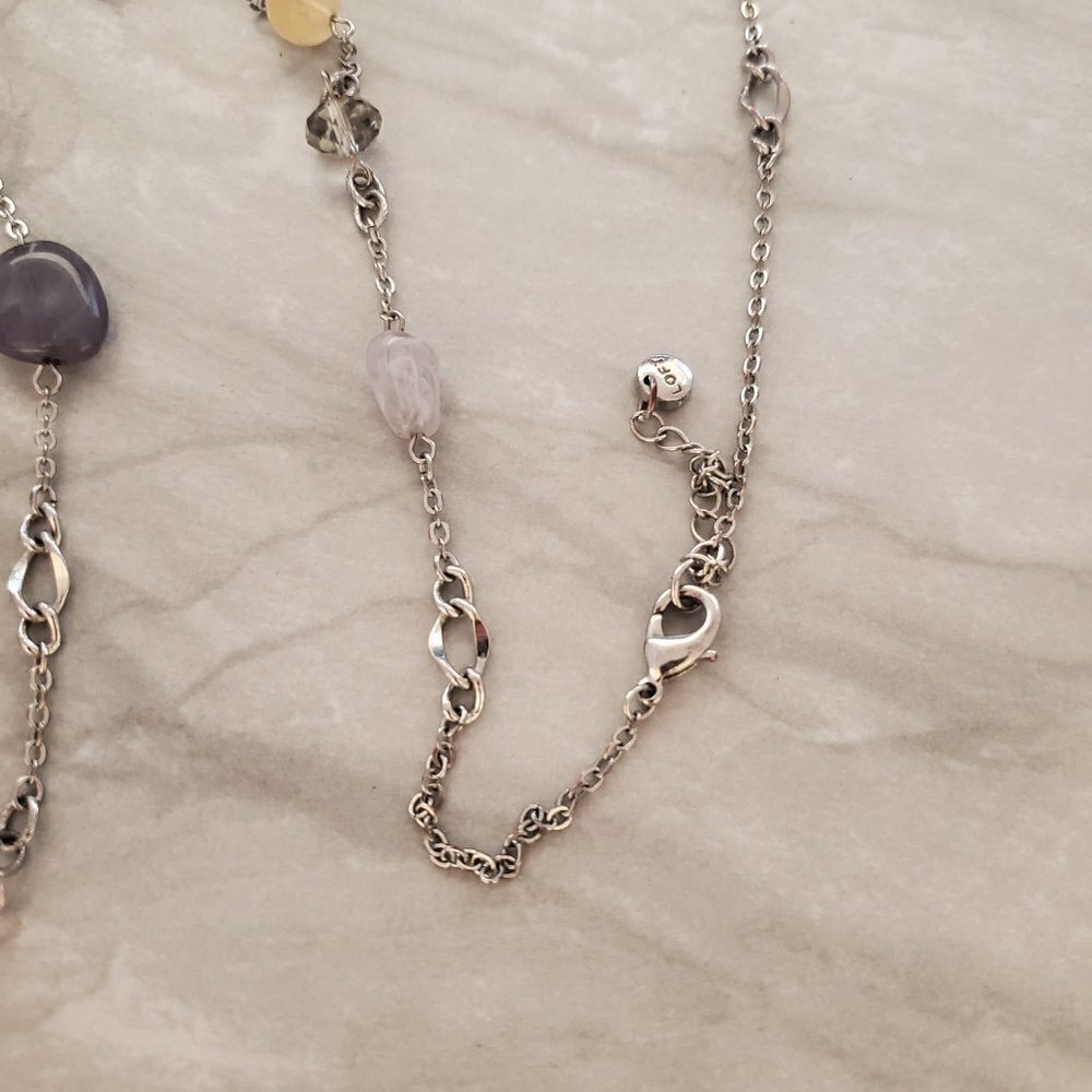 ✨ LOFT Faceted Beads Beaded Stone Asymmetrical Station Necklace ✨ - Picture 7 of 8